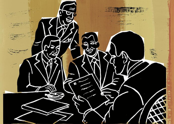 Adult Greeting Card featuring the drawing Business Meeting #6 by CSA Images