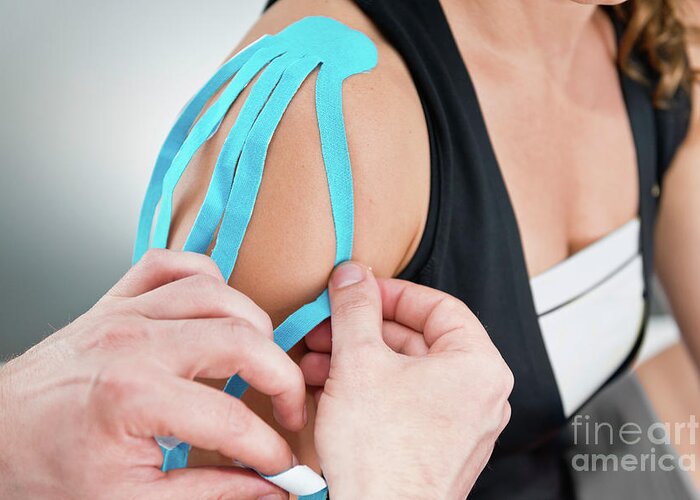 Physical Therapy Greeting Card featuring the photograph Kinesio Tape Application #60 by Microgen Images/science Photo Library