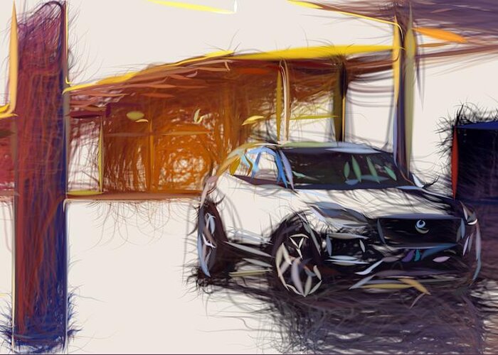 Jaguar Greeting Card featuring the digital art Jaguar E PACE Drawing #8 by CarsToon Concept
