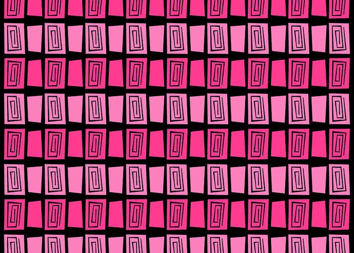 Pink Greeting Card featuring the digital art Mid Century Modern Maze #7 by Donna Mibus
