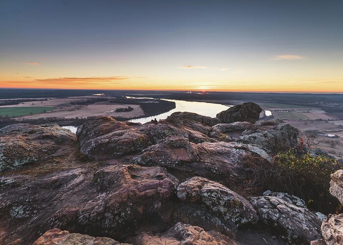 Petit Jean State Park Greeting Card featuring the photograph Sunrise over the Arkansas River #9 by Mati Krimerman