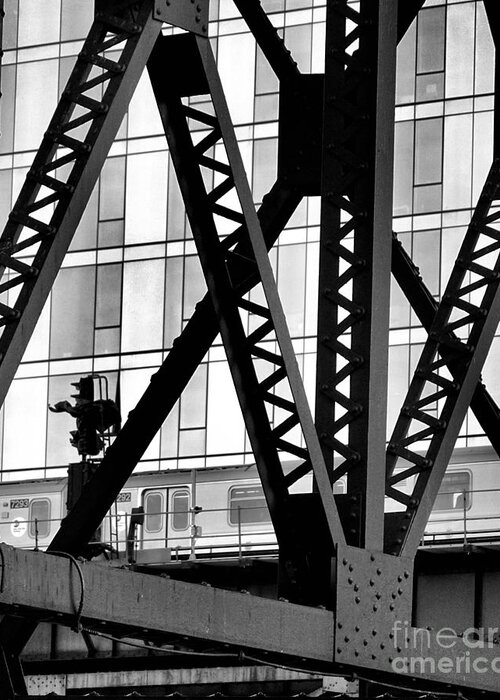 Girders Greeting Card featuring the photograph 7Scape No.20 - Through the Girders by Steve Ember