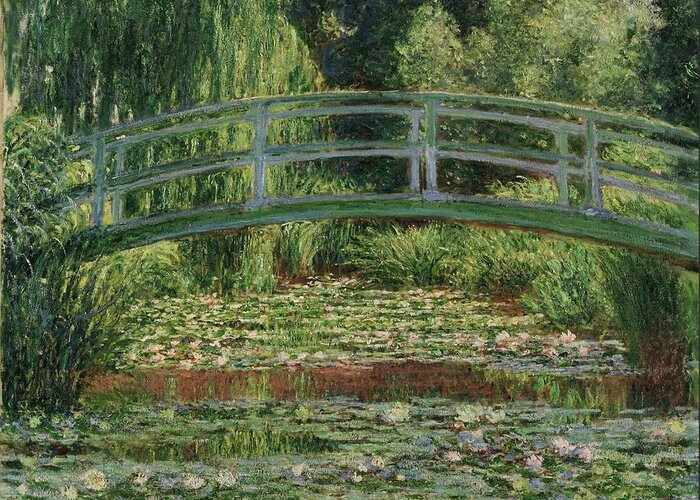 Claude Monet Greeting Card featuring the painting The Japanese Footbridge And The Water Lily Pool, Giverny by Claude Monet