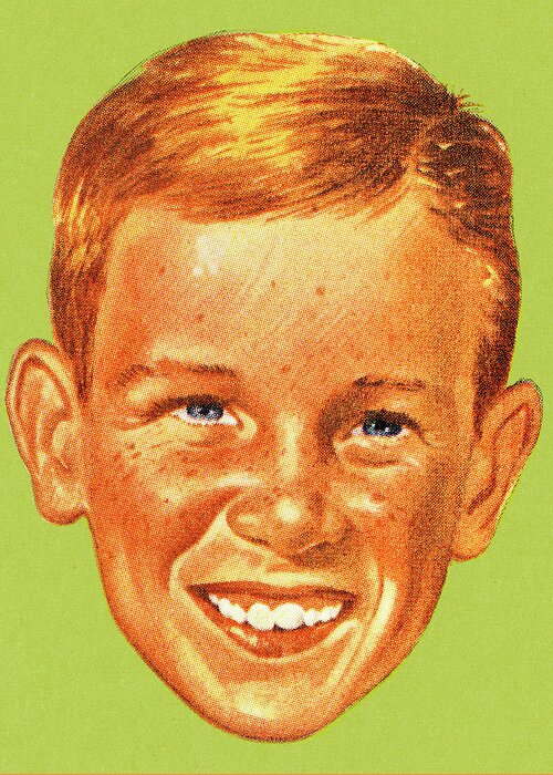 Boy Greeting Card featuring the drawing Smiling Boy #9 by CSA Images