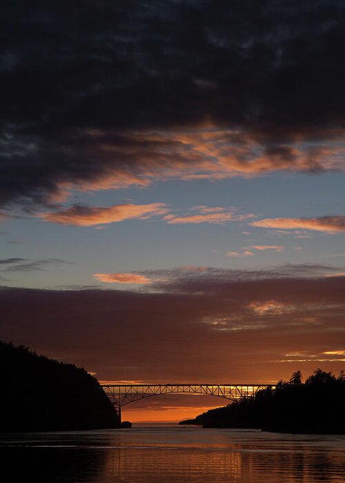 Deception Pass Greeting Card featuring the photograph A beautiful sunset at Deception Pass by Karla DeCamp