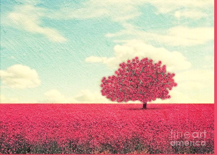 Beauty Greeting Card featuring the photograph A Beautiful Tree In A Pretty Field by Annette Shaff