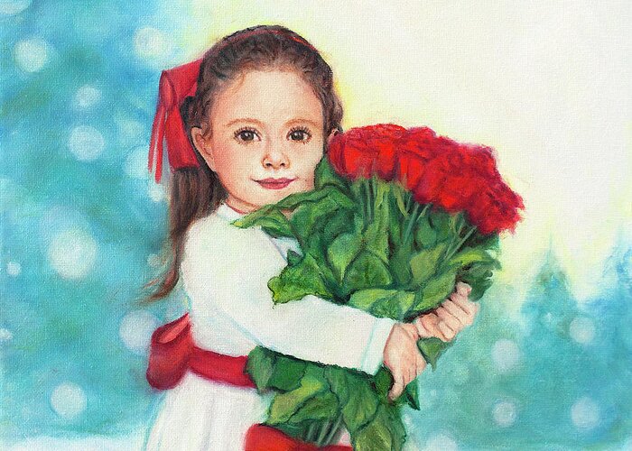 Girl Greeting Card featuring the painting A Bundle of Love by Jeanette Sthamann