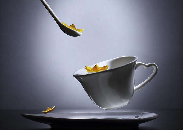 Origami Greeting Card featuring the photograph A Cup Of Tea For A Daydreamer by Victoria Ivanova