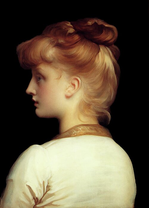 A Girl Greeting Card featuring the painting A Girl by Lord Frederic Leighton	 by Rolando Burbon