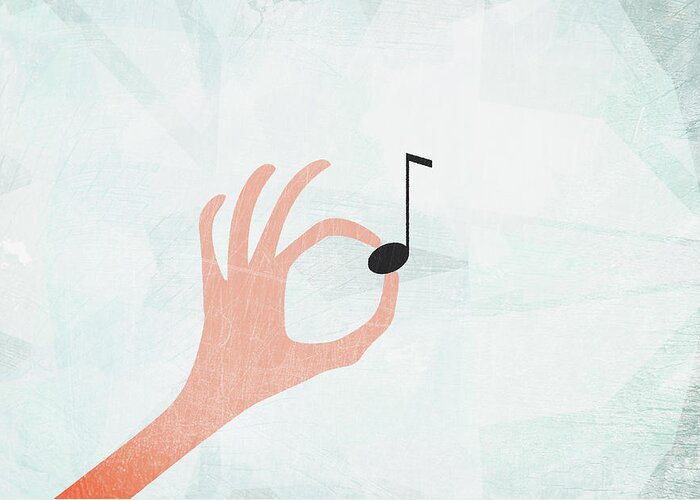People Greeting Card featuring the digital art A Hand Holding A Musical Note by Jutta Kuss