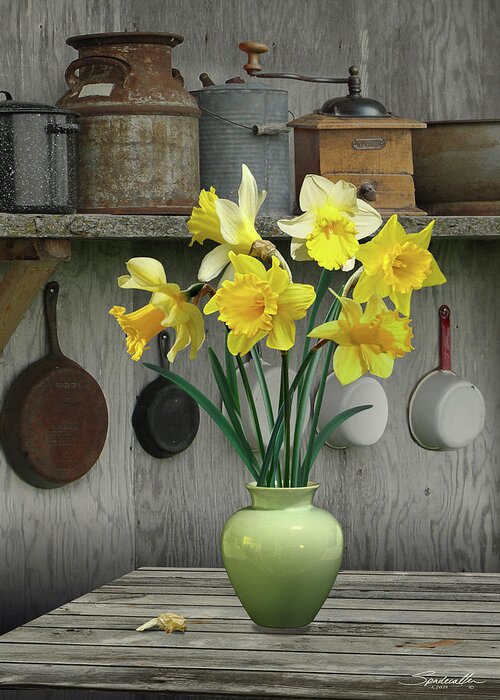 Flowers Greeting Card featuring the digital art A Place for Daffodils by M Spadecaller