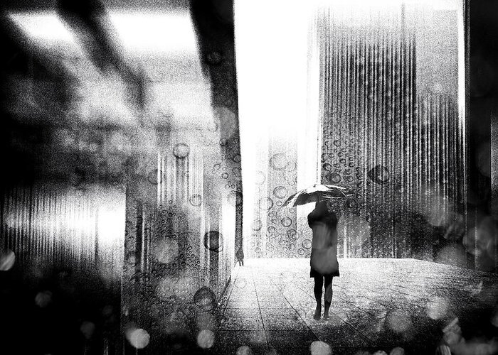 Rain Greeting Card featuring the photograph A Raining Day In Berlin by Stefan Eisele