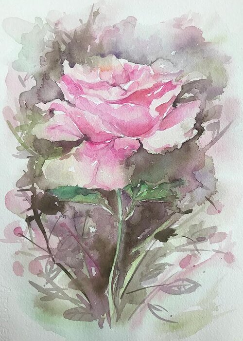 Flower Greeting Card featuring the painting Topanga Rose by Luisa Millicent