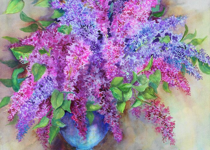 A Varity Of Lilacs Greeting Card featuring the painting A Varity Of Lilacs by Joanne Porter
