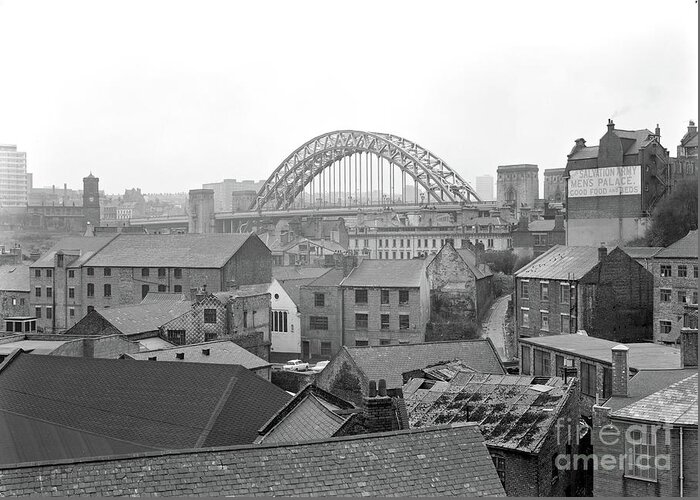 Cityscape Greeting Card featuring the photograph A View Looking South-west Over Rooftops From Pandon Bank Towards The New Tyne Bridge, Tyne Bridge, Quayside, Newcastle Upon Tyne, Uk by 