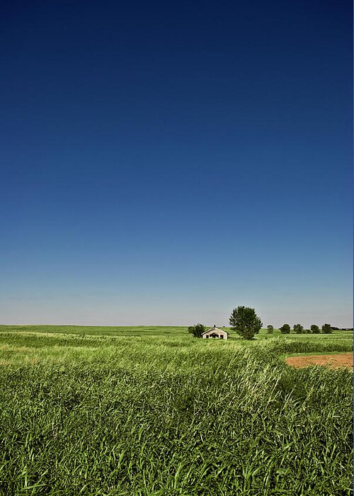 Grass Greeting Card featuring the photograph Abandoned House On Oklahoma Plain by By Justin A. Morris
