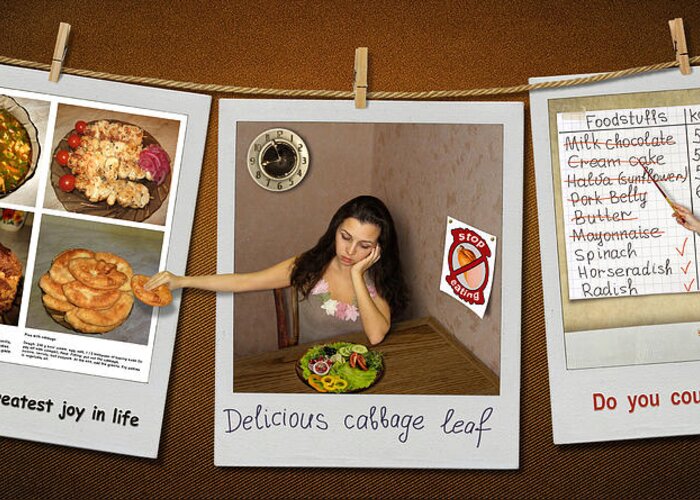 Humor Greeting Card featuring the photograph About How Difficult Dieting... :)) by Irina Kuznetsova (iridi)
