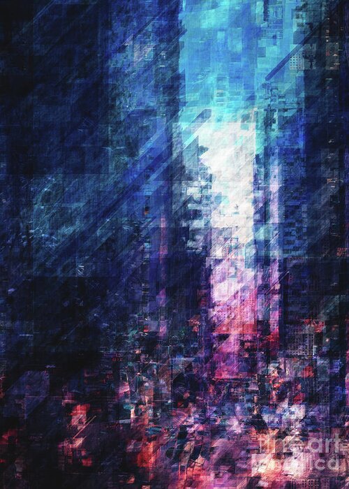 City Greeting Card featuring the digital art Abstract City Streets by Phil Perkins