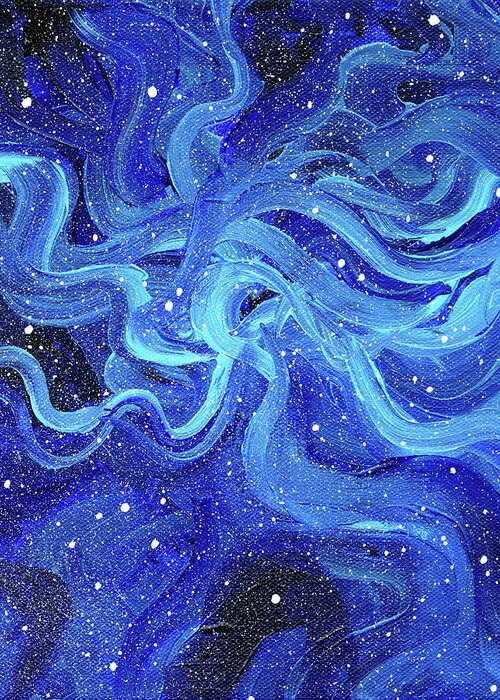 Space Greeting Card featuring the painting Acrylic Galaxy Painting by Olga Shvartsur