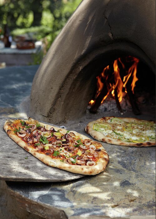 Outdoors Greeting Card featuring the photograph Adobe Grilled Flatbread Pizza by James Baigrie