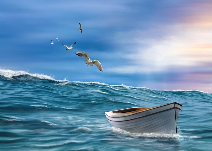Adrift Greeting Card featuring the painting Adrift And Finally Free by Mark Taylor