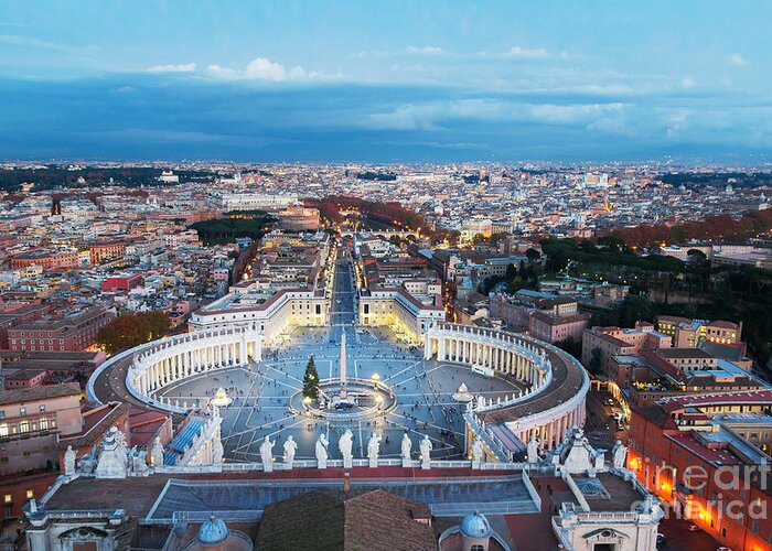 Capital Greeting Card featuring the photograph Aerial View On Rome Italy Evening by Studio Dagdagaz