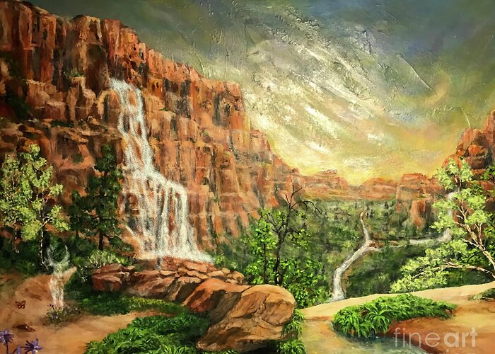 After The Storm Greeting Card featuring the painting After the Storm Zion by Bonnie Marie