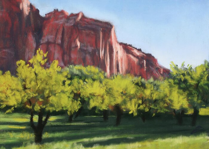 Apple Orchard Greeting Card featuring the painting Afternoon in the Orchard by Sandi Snead