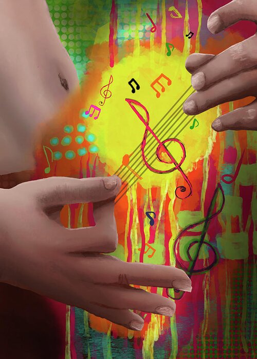 Yellow Greeting Card featuring the digital art Air Guitar by April Burton
