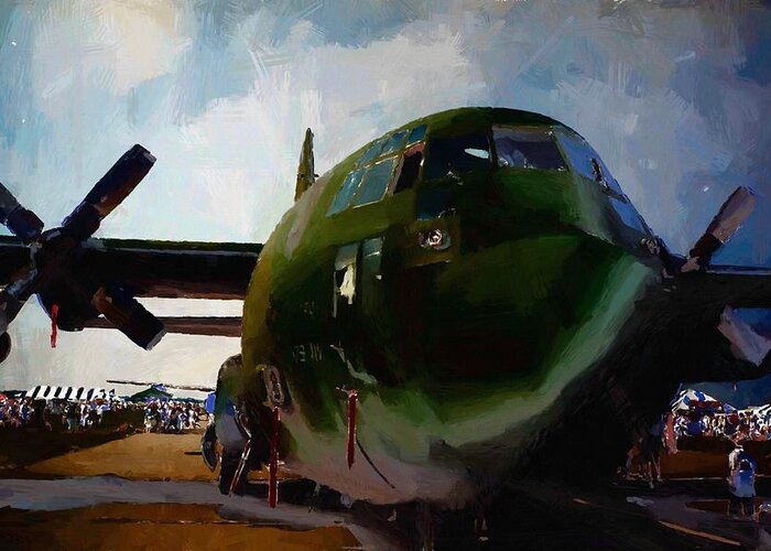 C-130 Greeting Card featuring the mixed media Airshow Herk by Christopher Reed