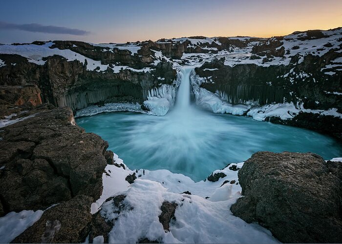 Nature Greeting Card featuring the photograph Aldeyjarfoss Waterfall Iceland II by Joan Carroll