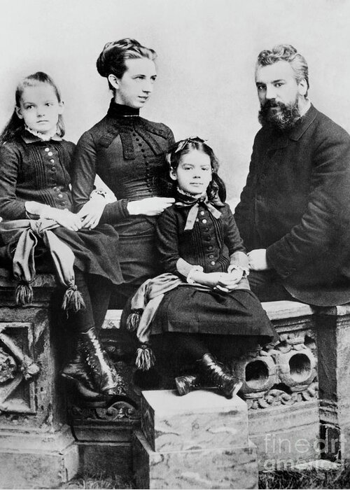 Portraits Greeting Card featuring the photograph Alexander Graham Bell And Family by Library Of Congress/science Photo Library