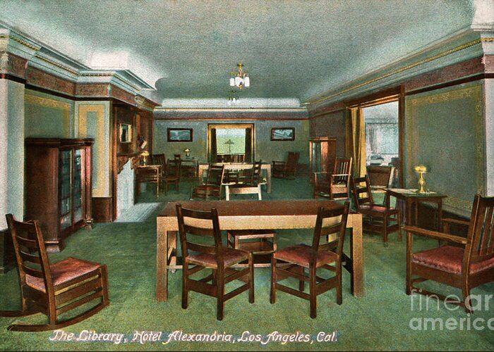 Alexandria Hotel Greeting Card featuring the photograph Alexandria Hotel Library - Los Angeles by Sad Hill - Bizarre Los Angeles Archive