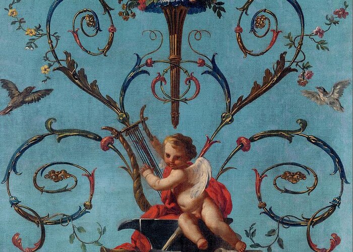 Allegory Of The Music Greeting Card featuring the painting 'Allegory of the Music', 1770-1780, Spanish School, Canvas, 117 cm x 113 cm, ... by Jose del Castillo -1737-1793-