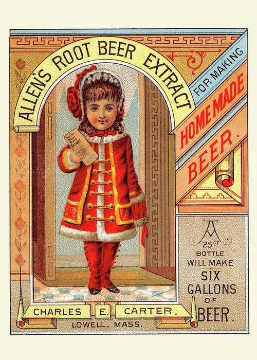 Root Beer Greeting Card featuring the painting Allen's Root Beer Extract by Unknown