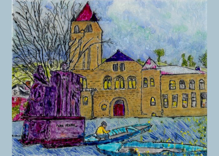 Altgeld Hall Greeting Card featuring the painting Altgeld, Alma and Van Gogh by Phil Strang