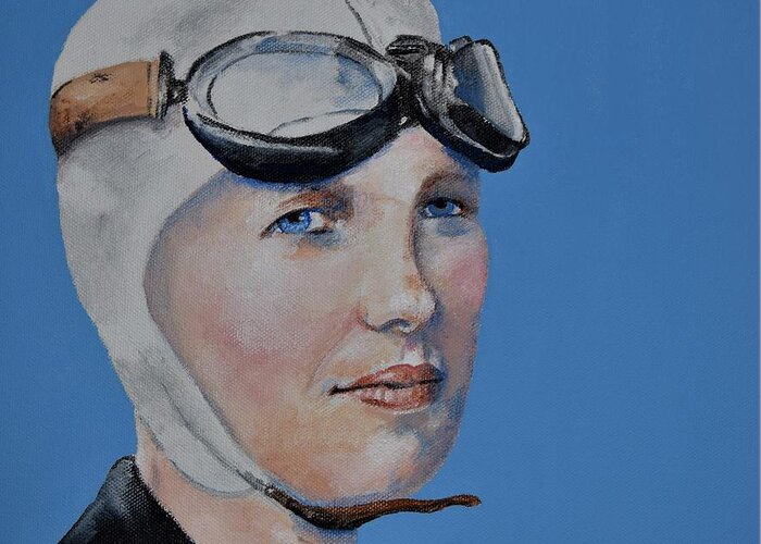 Amelia Earhart Greeting Card featuring the painting Amelia Earhart by Celene Terry