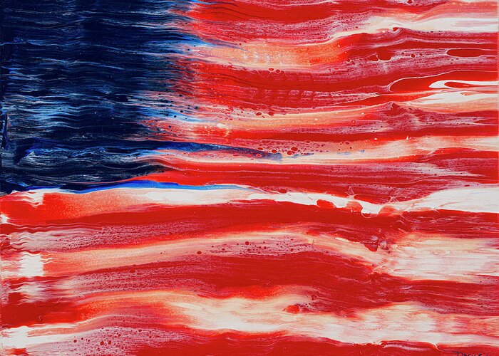 American Flag Greeting Card featuring the painting American Flag Abstraction by Darice Machel McGuire