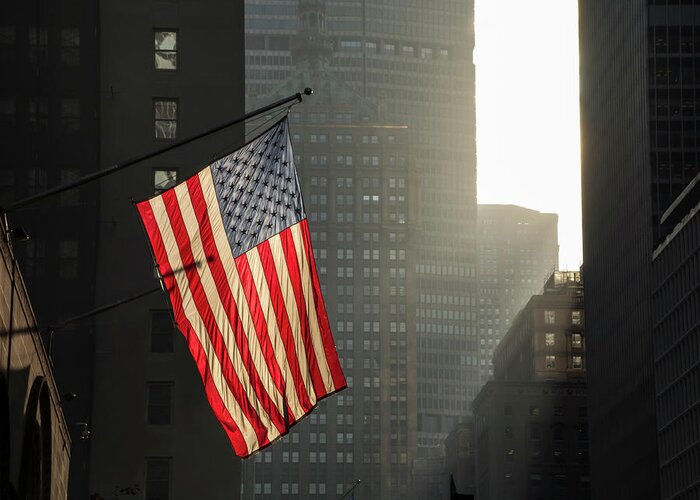 Shadow Greeting Card featuring the photograph American Flag In New York City by John Manno