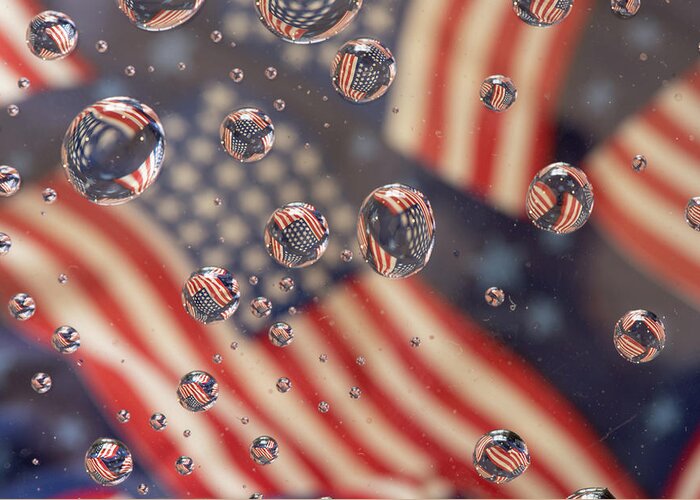 American Flag Greeting Card featuring the photograph American flag by Minnie Gallman