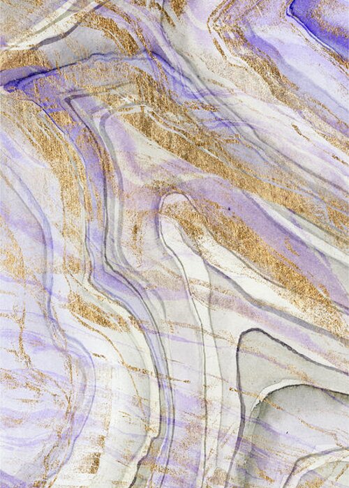 Abstract Greeting Card featuring the painting Amethyst & Gold I by Studio W