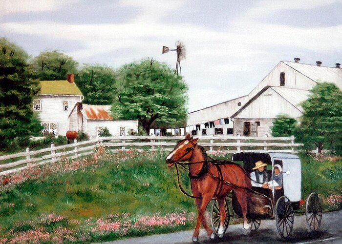 Amish Country 1 Greeting Card featuring the painting Amish Country 1 by Arie Reinhardt Taylor