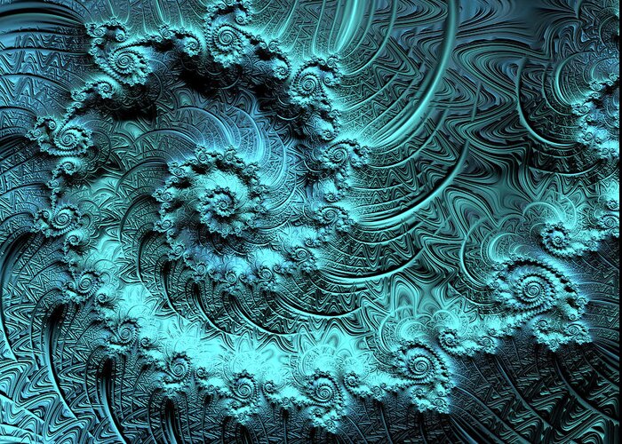 Ancient Verdigris Greeting Card featuring the digital art Ancient Verdigris -- Triptych 1 of 3 by Susan Maxwell Schmidt