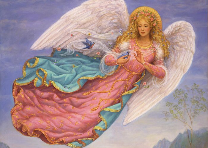 Angel Greeting Card featuring the painting Angel 8 by Edgar Jerins