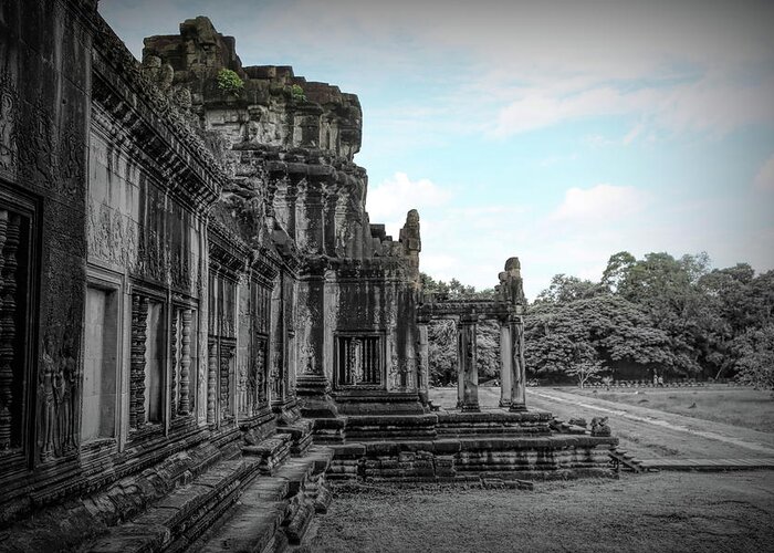 Cambodia Greeting Card featuring the photograph Angkor Wat Temple 12th Century by Chuck Kuhn