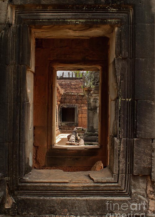 Doorways Greeting Card featuring the photograph Angkor Watt Doorways-Signed-#2713 by J L Woody Wooden