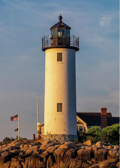 Lighthouse Greeting Card featuring the photograph Annisquam Lighthouse Portrait by Tim Kirchoff