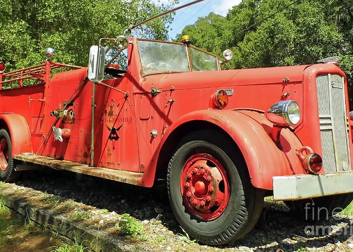 Ward Lafrance Greeting Card featuring the photograph Antique LaFrance Fire Engine by D Hackett