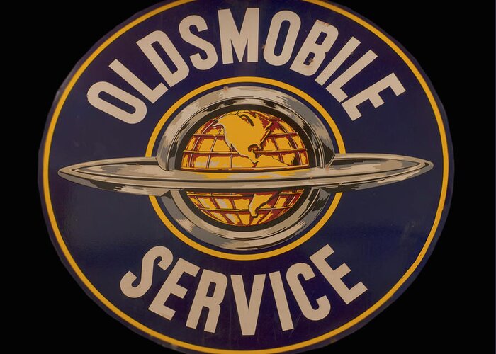 Antique Oldsmobile Service Sign Greeting Card featuring the photograph Antique Oldsmobile Service sign by Flees Photos
