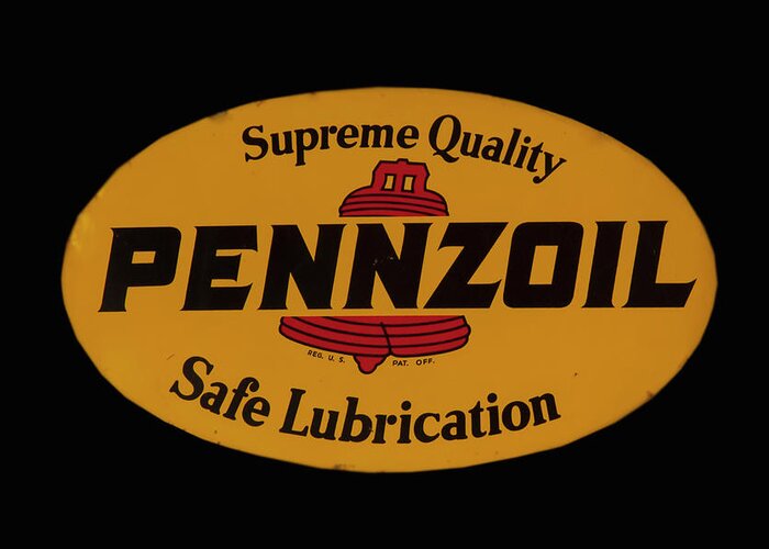 Antique Pennzoil Sign Greeting Card featuring the photograph Antique Pennzoil Sign by Flees Photos